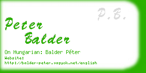 peter balder business card